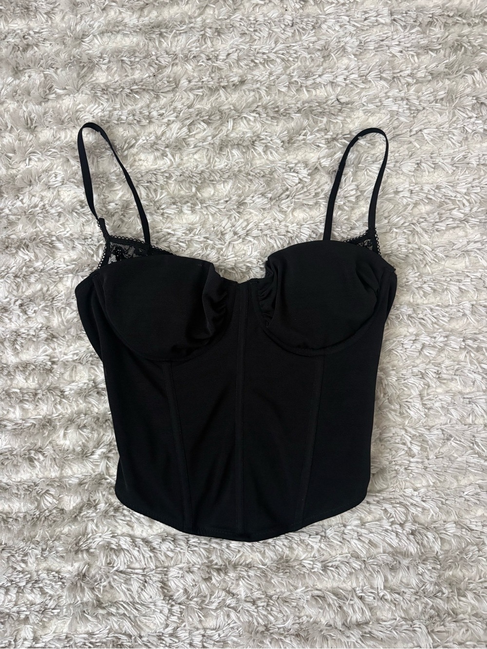 Garage Black Lace-Trim Bustier Camisole